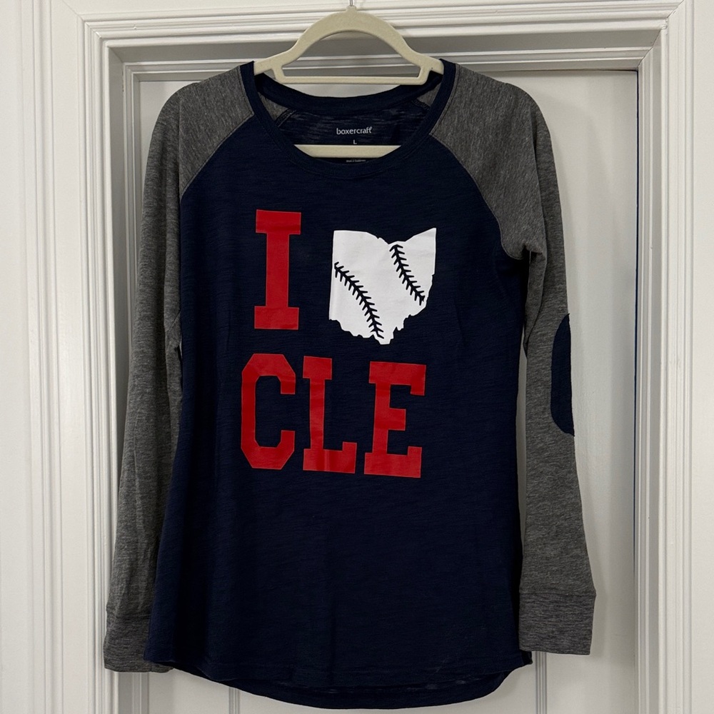 Boxercraft Women’s Long Sleeve Shirt - Navy and Gray with Red Baseball Tee